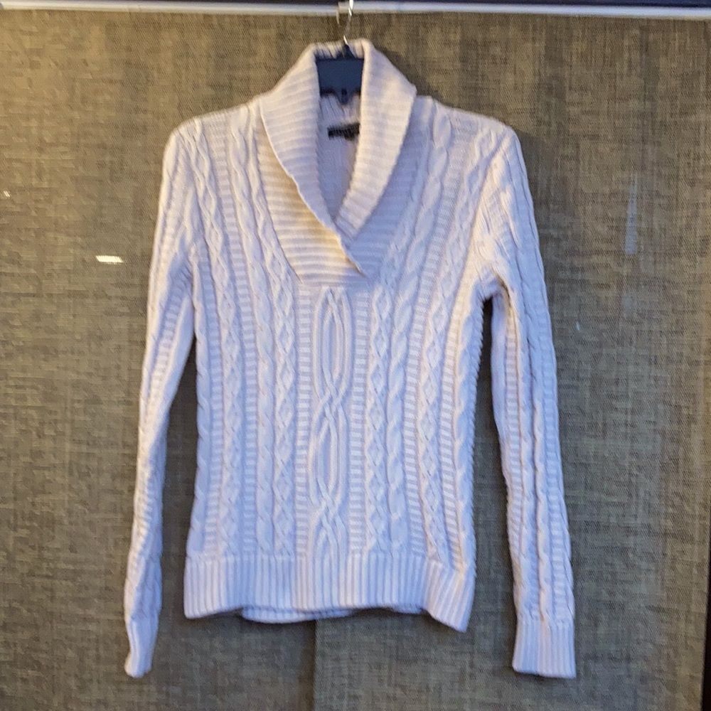 Jeanne Pierre off white cotton cable sweater